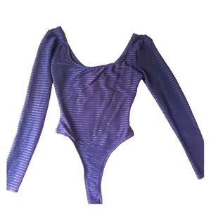 Navy High Cut Leg Ribbed Bodysuit